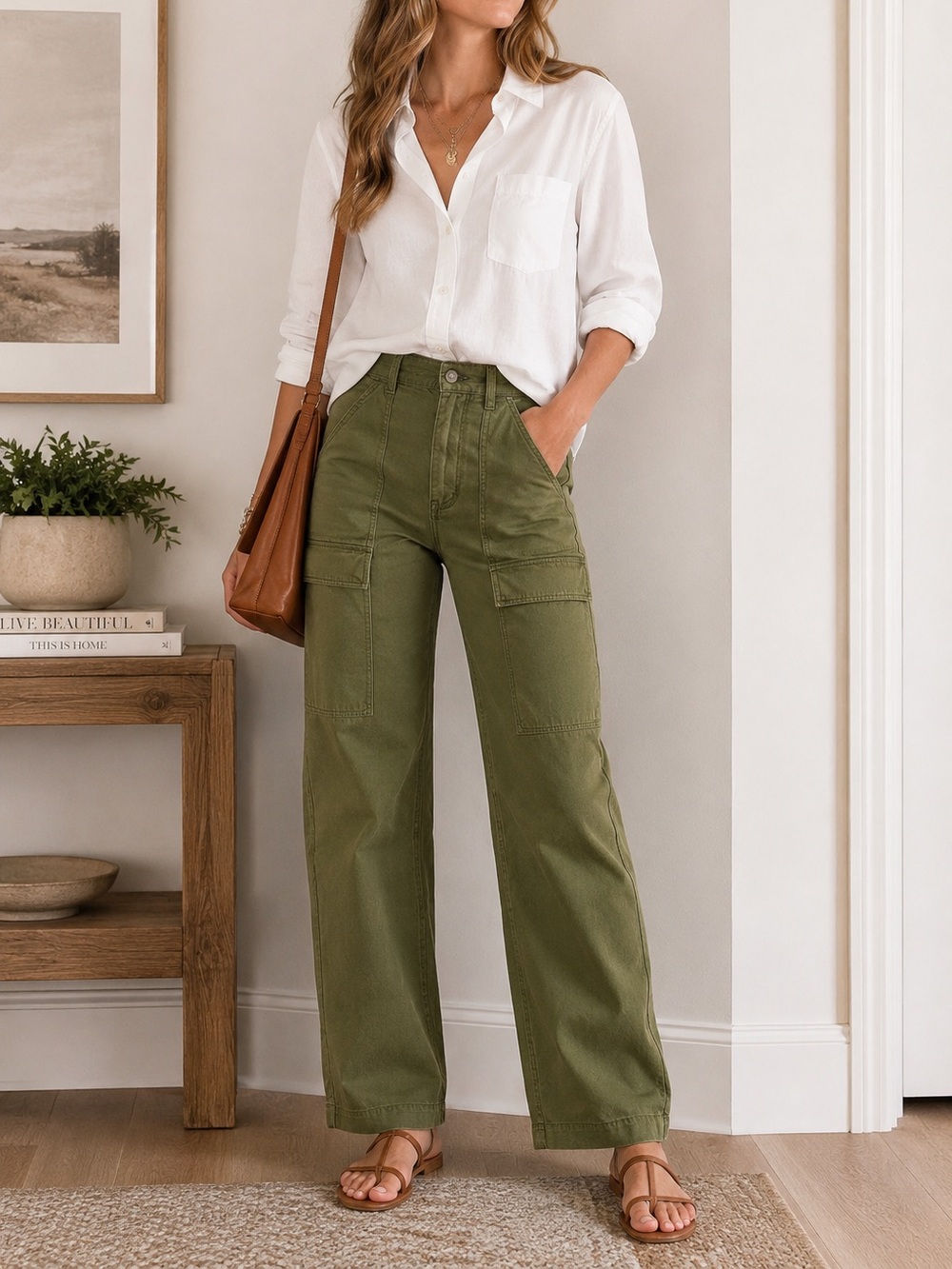 Madewell Slouchy Straight Cargo Pants Faded Ivy Size 25